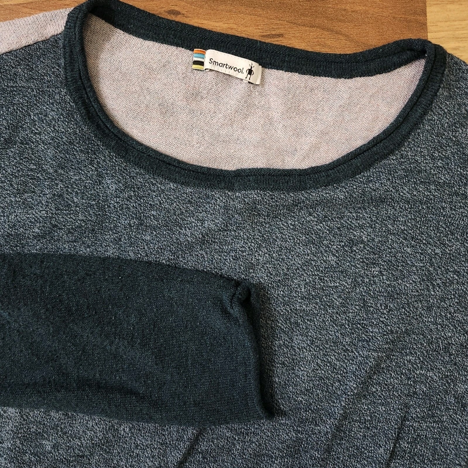 Smartwool Shadow Pine Colorblock Crew Long-Sleeve Medium Mist Blue Twilight Marl